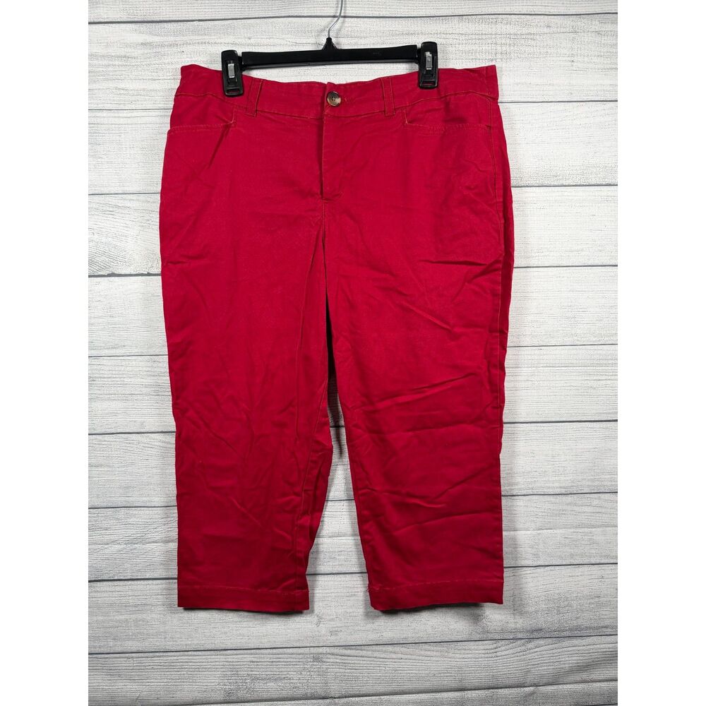 Croft & Barrow Women's 14 Red Classic Fit Stretch Capri Pants 1335